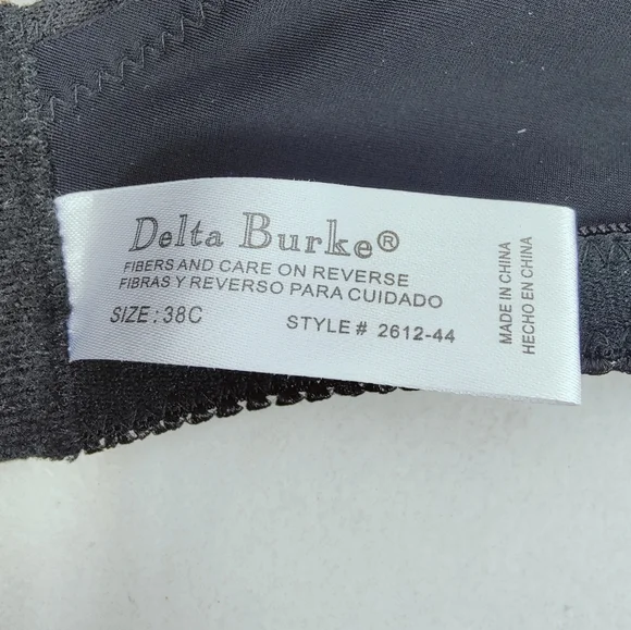 Delta Burke Black Seamless Floral Jacquard Push Up Underwire Bra, Sz 38C - Picture 9 of 10